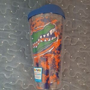 Blue and Orange Tervis Tumbler with Florida Gator Design 24 OZ
